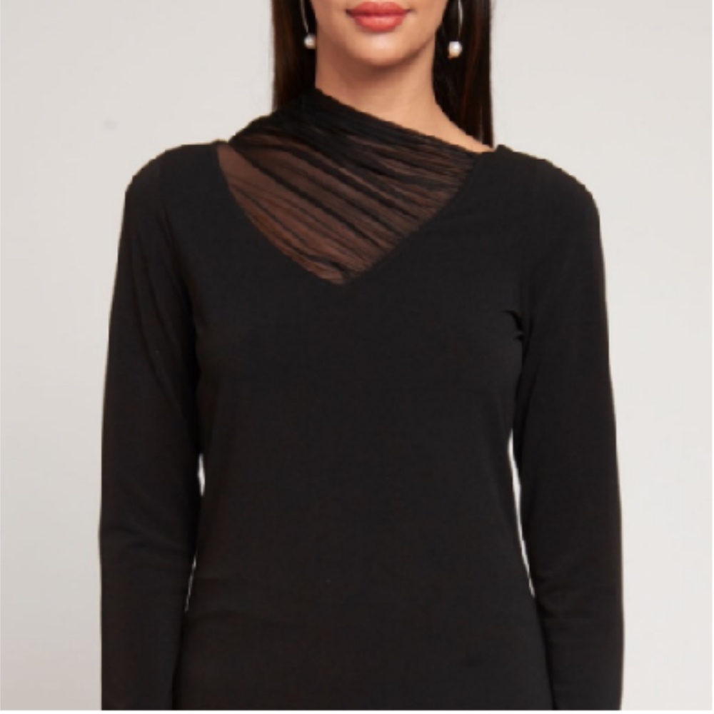 Lynn Ritchie Black Mesh Collar Top